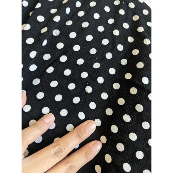 Michael Kors Women's Top Side Tie Button Close Black Polka Dot Size Large - Picture 9 of 13